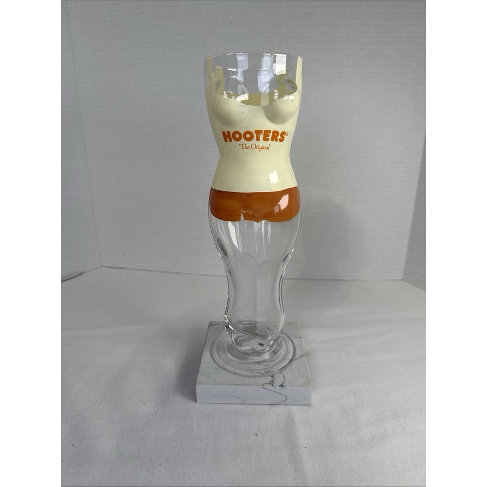 Vintage Hooters Original Body Sculpted Beer Glass 10" Tall 16oz.